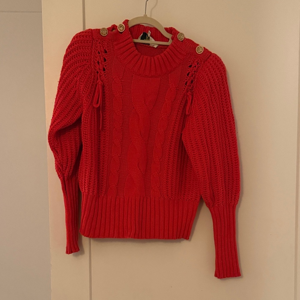 Elegant Red Cable Knit Sweater